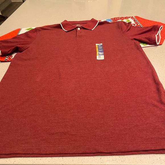 Men’s burgundy 3/4 sleeve polo shirt - Picture 2 of 4